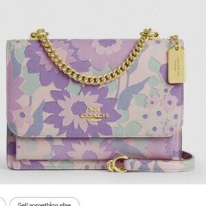 Coach Klare Crossbody Bag With Floral Print Light Purple Flowers NWT